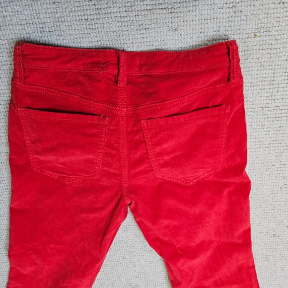 We The Free Red Corduroy Flare Pants 25 Free People Raw Hem Boho Unique Jeans - Picture 4 of 11